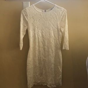 White Lace Zip Up Dress